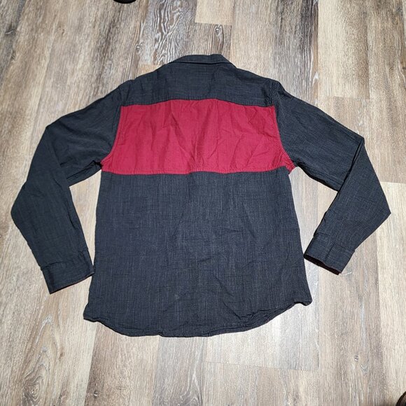 Guess Slim Fit Button Up Shirt Men’s L Black Red Colorblock Long Sleeve Casual - Picture 2 of 7